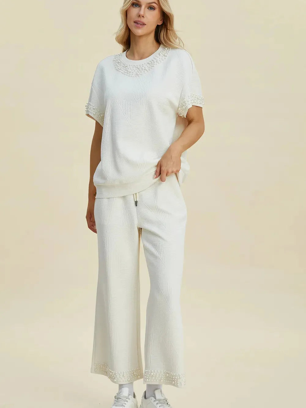Double Take Pearl Harmony Matching Loungewear top and Pants-Women's Clothing-Shop Z & Joxa
