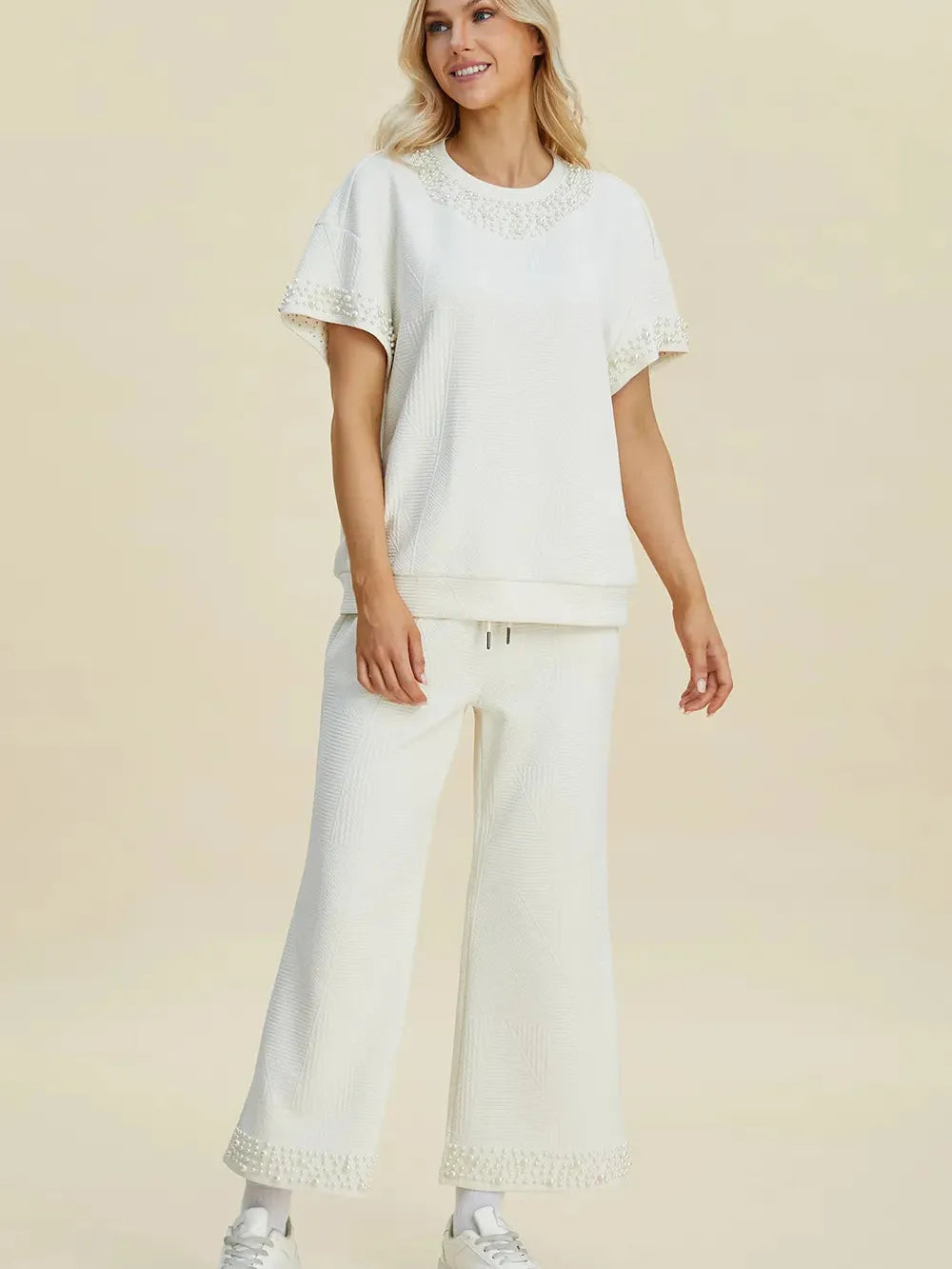 Double Take Pearl Harmony Matching Loungewear top and Pants-Women's Clothing-Shop Z & Joxa