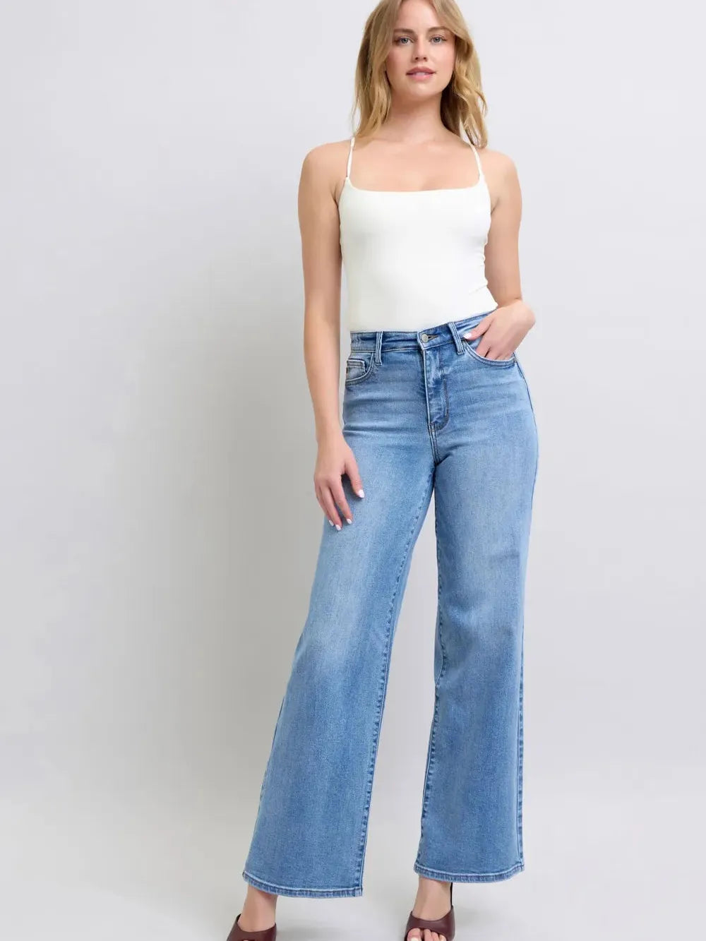 Easy Street Wide Leg High Rise Jeans by Judy Blue-Women's Jeans-Shop Z & Joxa
