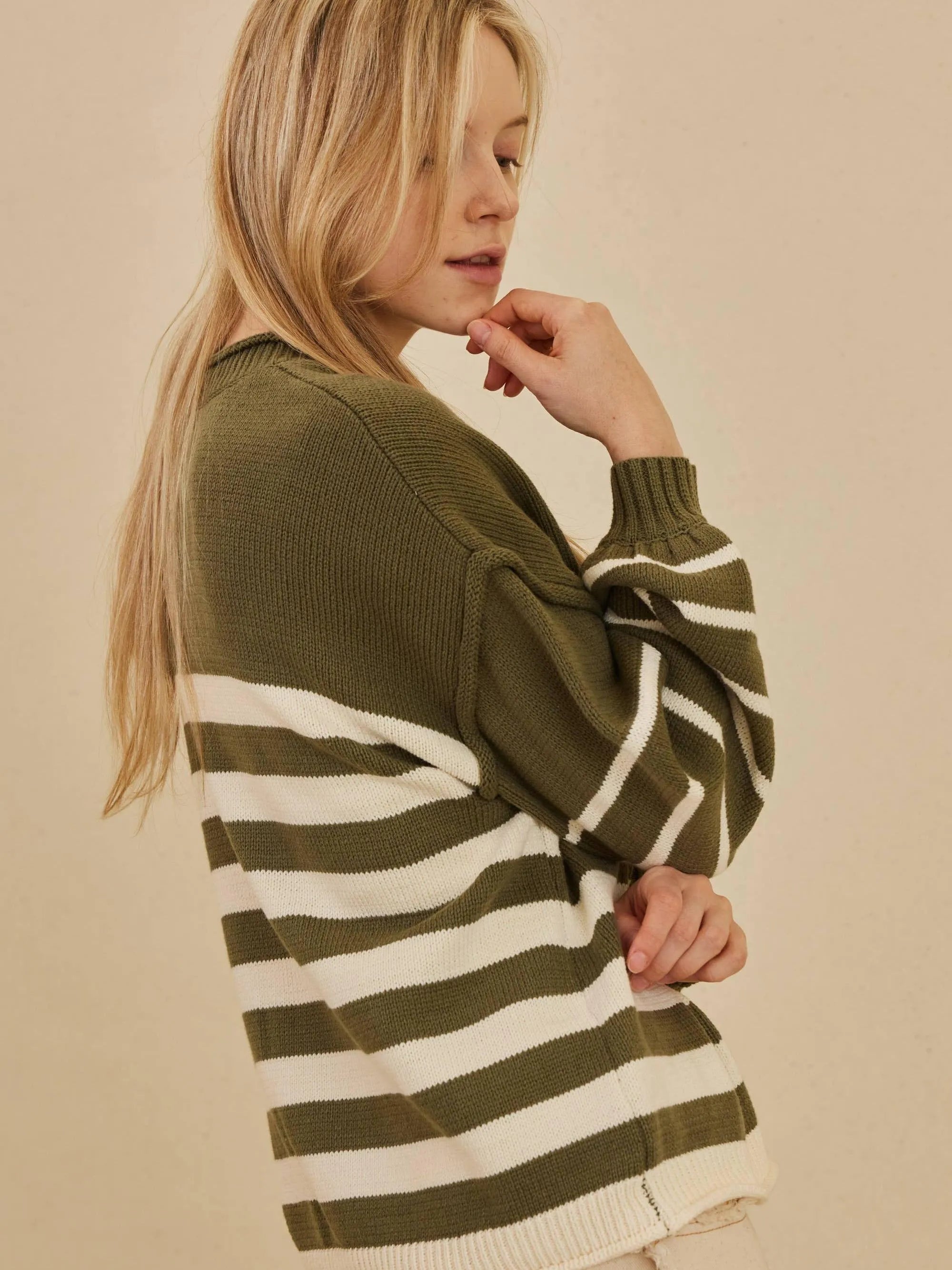 Everyday Charm Striped Loose Fit Knit Lounge Sweater-Women's Shirts & Tops-Shop Z & Joxa