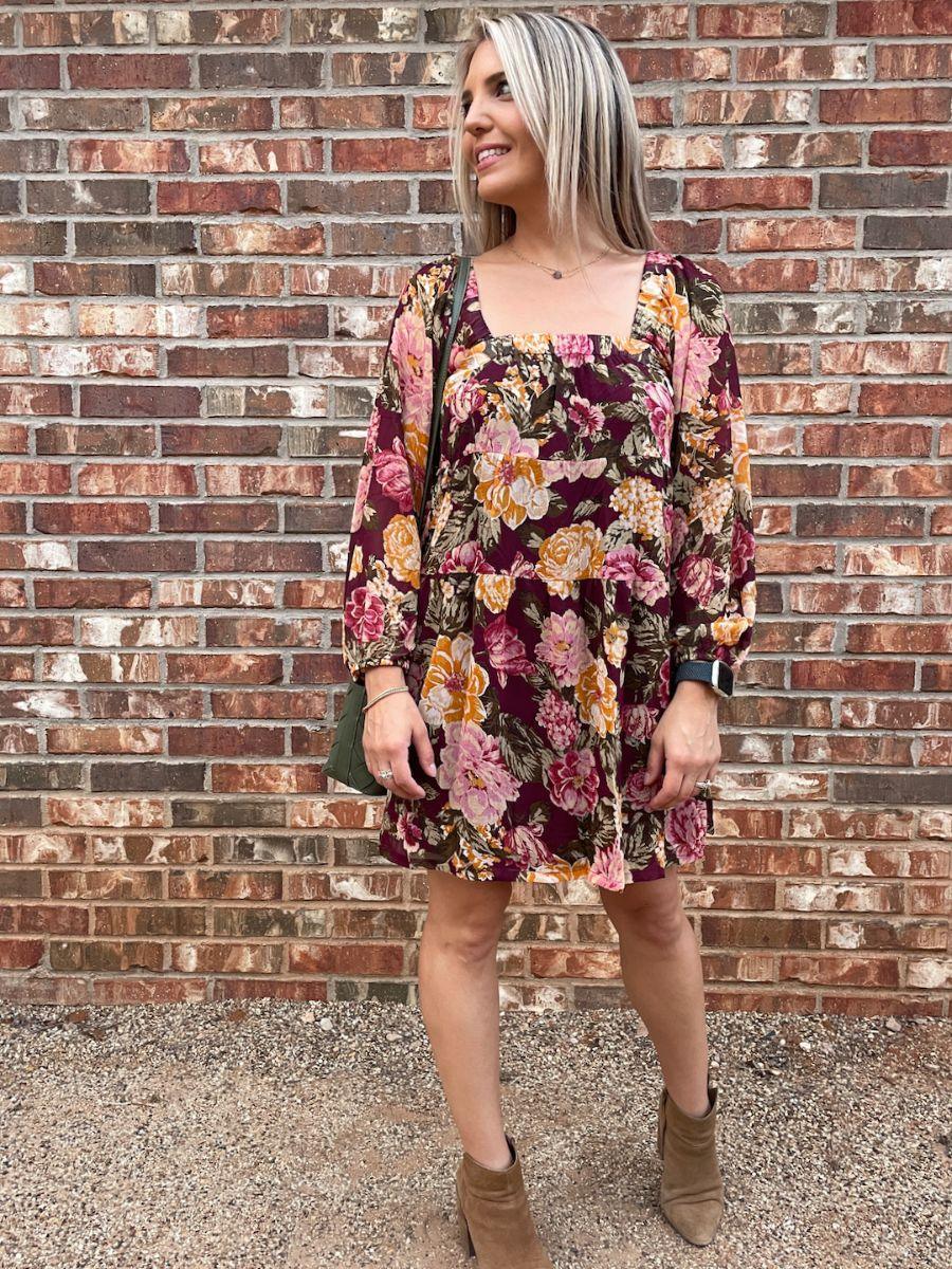 Fall in Love Floral Babydoll Dress-Women's Dresses-Shop Z & Joxa