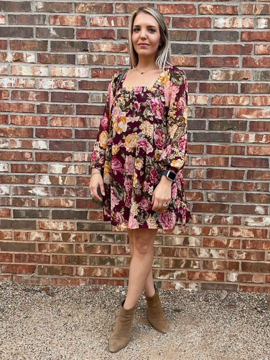 Fall in Love Floral Babydoll Dress-Women's Dresses-Shop Z & Joxa