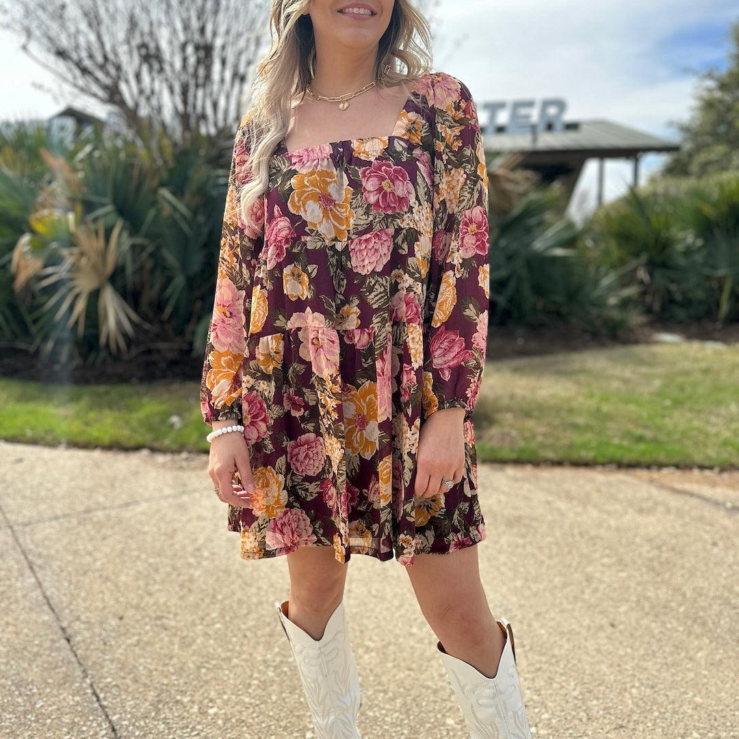 Fall in Love Floral Babydoll Dress-Women's Dresses-Shop Z & Joxa