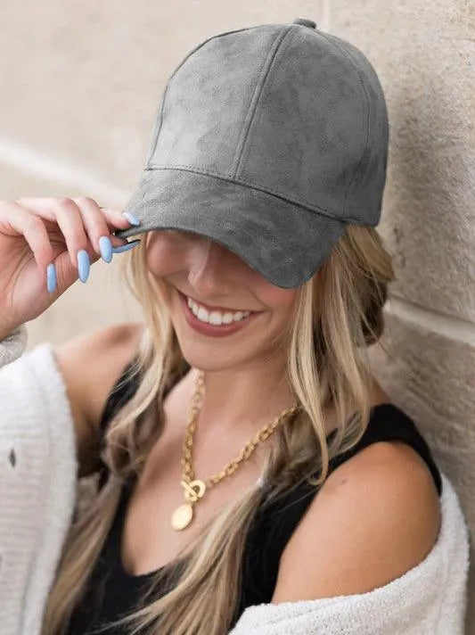 Falling for Style Suede Boyfriend Ball Cap-Women's Accessories-Shop Z & Joxa