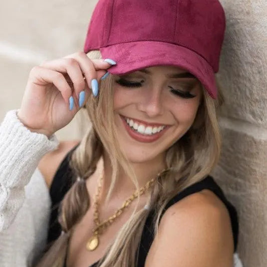 Falling for Style Suede Boyfriend Ball Cap-Women's Accessories-Shop Z & Joxa