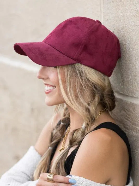 Falling for Style Suede Boyfriend Ball Cap-Women's Accessories-Shop Z & Joxa