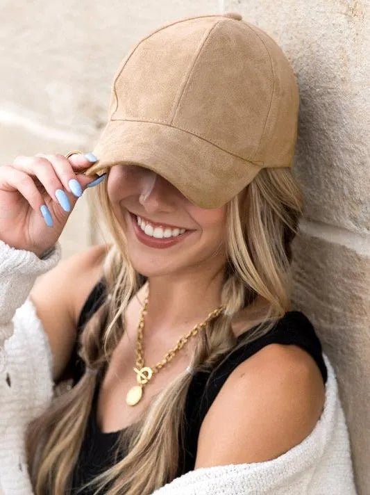 Falling for Style Suede Boyfriend Ball Cap-Women's Accessories-Shop Z & Joxa