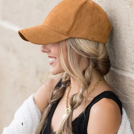 Falling for Style Suede Boyfriend Ball Cap-Women's Accessories-Shop Z & Joxa