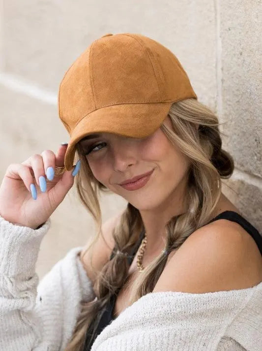 Falling for Style Suede Boyfriend Ball Cap-Women's Accessories-Shop Z & Joxa