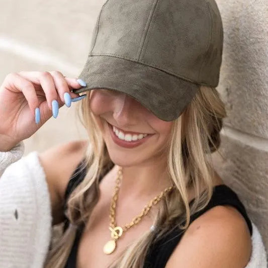 Falling for Style Suede Boyfriend Ball Cap-Women's Accessories-Shop Z & Joxa