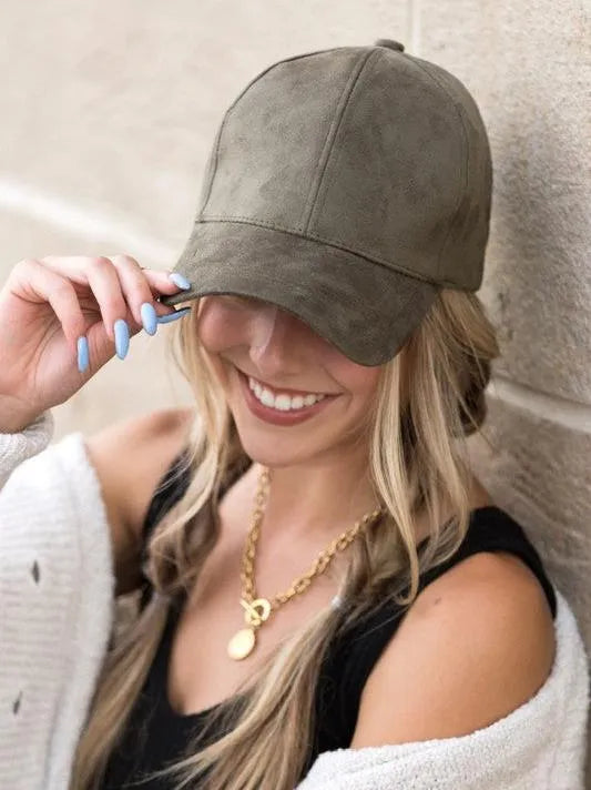 Falling for Style Suede Boyfriend Ball Cap-Women's Accessories-Shop Z & Joxa