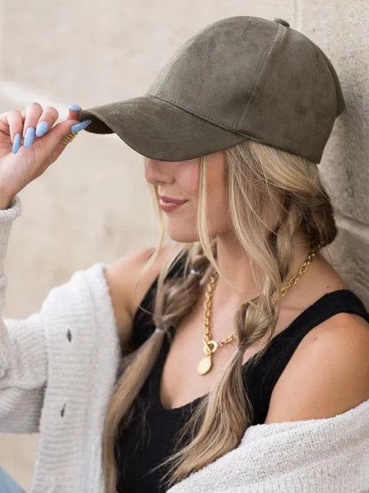 Falling for Style Suede Boyfriend Ball Cap-Women's Accessories-Shop Z & Joxa