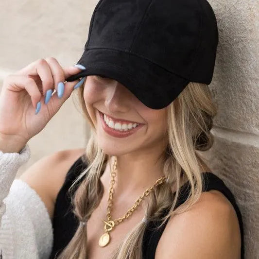 Falling for Style Suede Boyfriend Ball Cap-Women's Accessories-Shop Z & Joxa