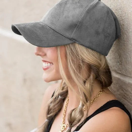 Falling for Style Suede Boyfriend Ball Cap-Women's Accessories-Shop Z & Joxa