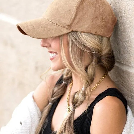 Falling for Style Suede Boyfriend Ball Cap-Women's Accessories-Shop Z & Joxa