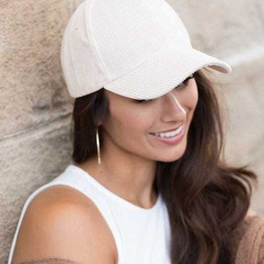 Fashion Love Story Corduroy Boyfriend Ball Cap-Women's Accessories-Shop Z & Joxa