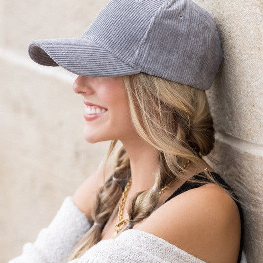 Fashion Love Story Corduroy Boyfriend Ball Cap-Women's Accessories-Shop Z & Joxa