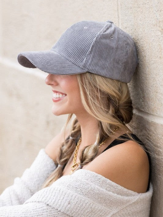 Fashion Love Story Corduroy Boyfriend Ball Cap-Women's Accessories-Shop Z & Joxa