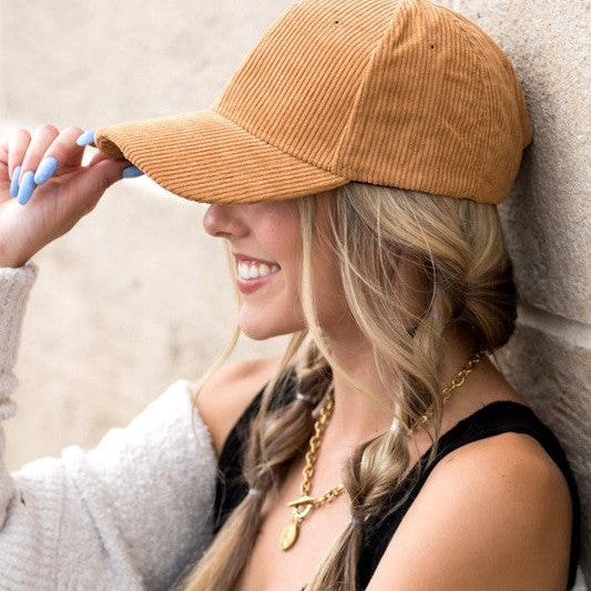 Fashion Love Story Corduroy Boyfriend Ball Cap-Women's Accessories-Shop Z & Joxa