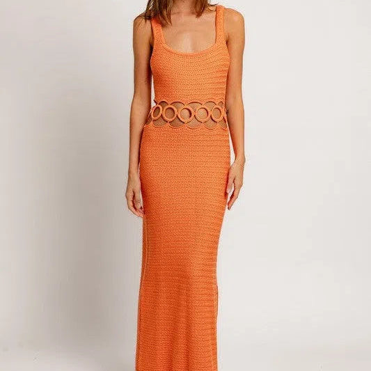 Fashion is an Attitude Square Neck Sleeveless Crochet Midi Dress-Women's Dresses-Shop Z & Joxa
