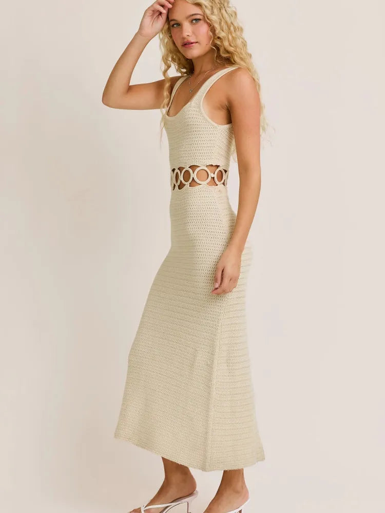 Fashion is an Attitude Square Neck Sleeveless Crochet Midi Dress-Women's Dresses-Shop Z & Joxa