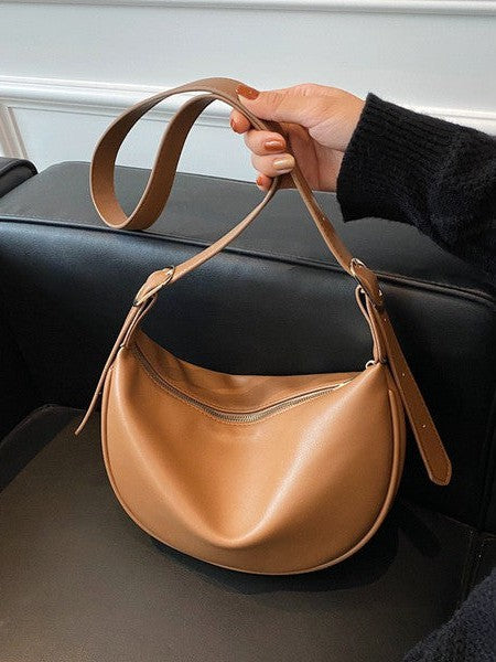 Fashion on the Run Vegan Leather Crescent Crossbody-Women's Accessories-Shop Z & Joxa