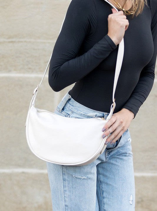 Fashion on the Run Vegan Leather Crescent Crossbody-Women's Accessories-Shop Z & Joxa