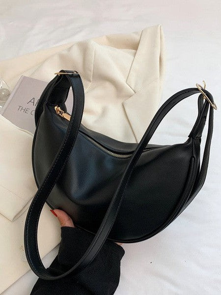 Fashion on the Run Vegan Leather Crescent Crossbody-Women's Accessories-Shop Z & Joxa