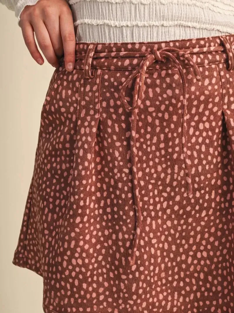 Fawn Over Me Amber Fawn Print Tie Waist Skort-Women's Skirts & Skorts-Shop Z & Joxa