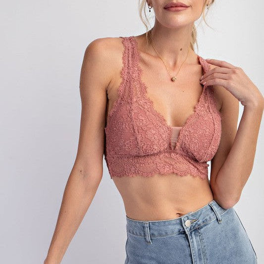 Feel Beautiful Today Mauve Eyelash Lace Bralette-Women's Shirts & Tops-Shop Z & Joxa