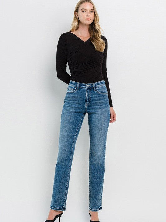 Flying Monkey Illuminating Style High Rise Straight Cut Jeans-Women's Jeans-Shop Z & Joxa