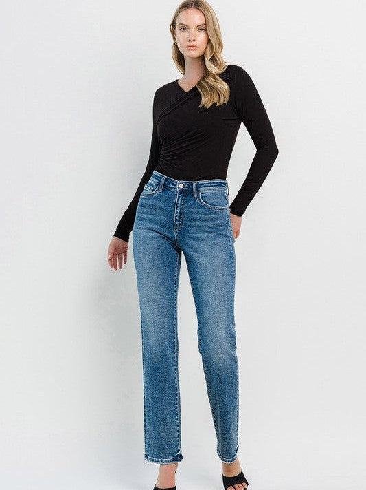 Flying Monkey Illuminating Style High Rise Straight Cut Jeans-Women's Jeans-Shop Z & Joxa