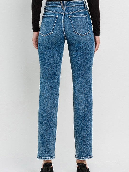 Flying Monkey Illuminating Style High Rise Straight Cut Jeans-Women's Jeans-Shop Z & Joxa