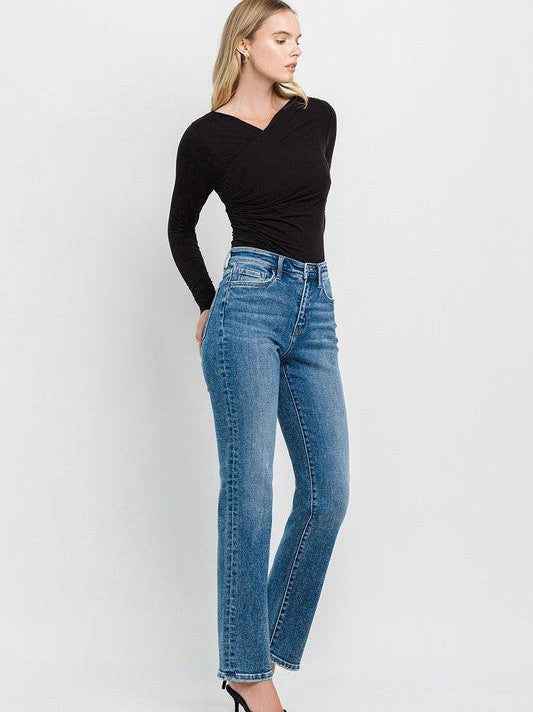 Flying Monkey Illuminating Style High Rise Straight Cut Jeans-Women's Jeans-Shop Z & Joxa