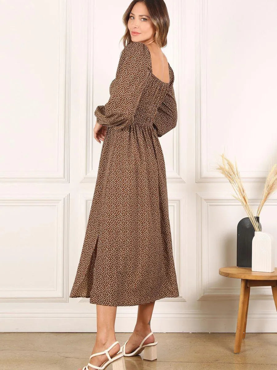 Free Reign Vintage Floral Dress with Puff Sleeves-Women's Dresses-Shop Z & Joxa