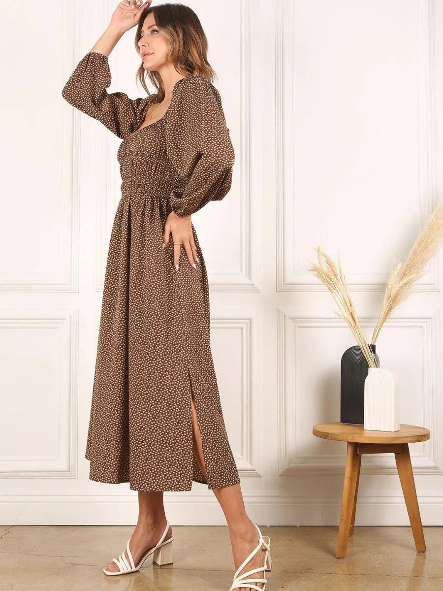 Free Reign Vintage Floral Dress with Puff Sleeves-Women's Dresses-Shop Z & Joxa