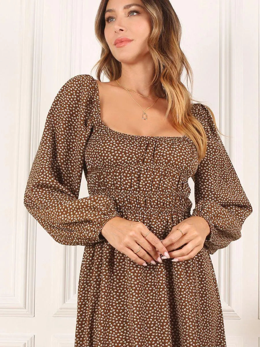 Free Reign Vintage Floral Dress with Puff Sleeves-Women's Dresses-Shop Z & Joxa