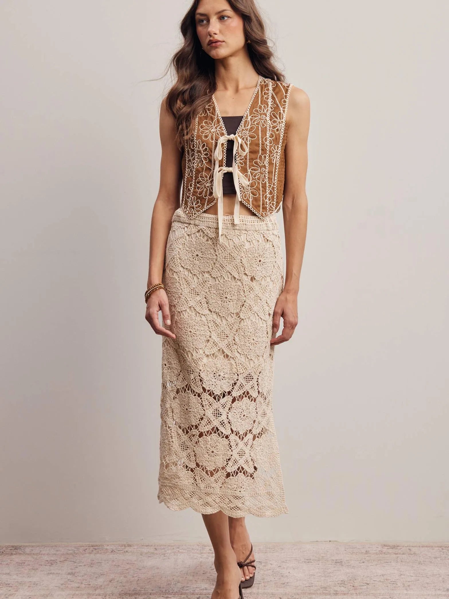 Free Spirit Natural Crochet Lace Midi Skirt-Women's Skirts & Skorts-Shop Z & Joxa