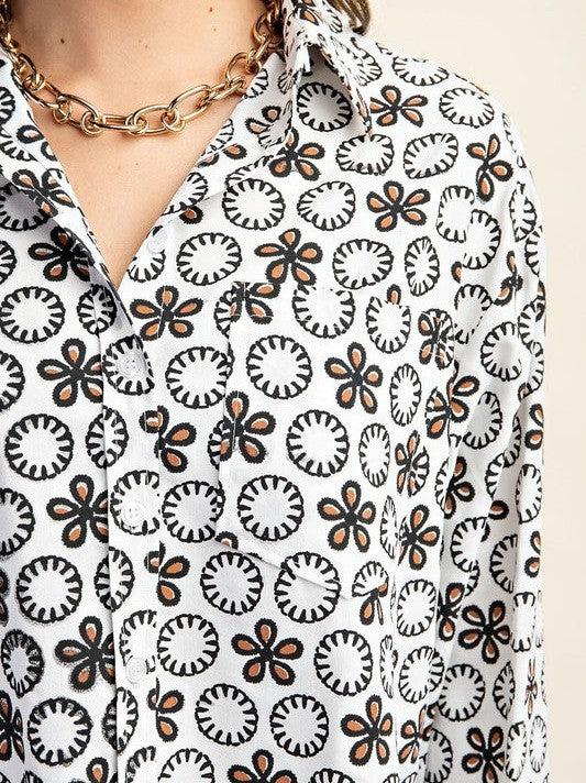 Give Me a Lil' Vintage Flair Cropped Button Shirt-Women's Shirts & Tops-Shop Z & Joxa