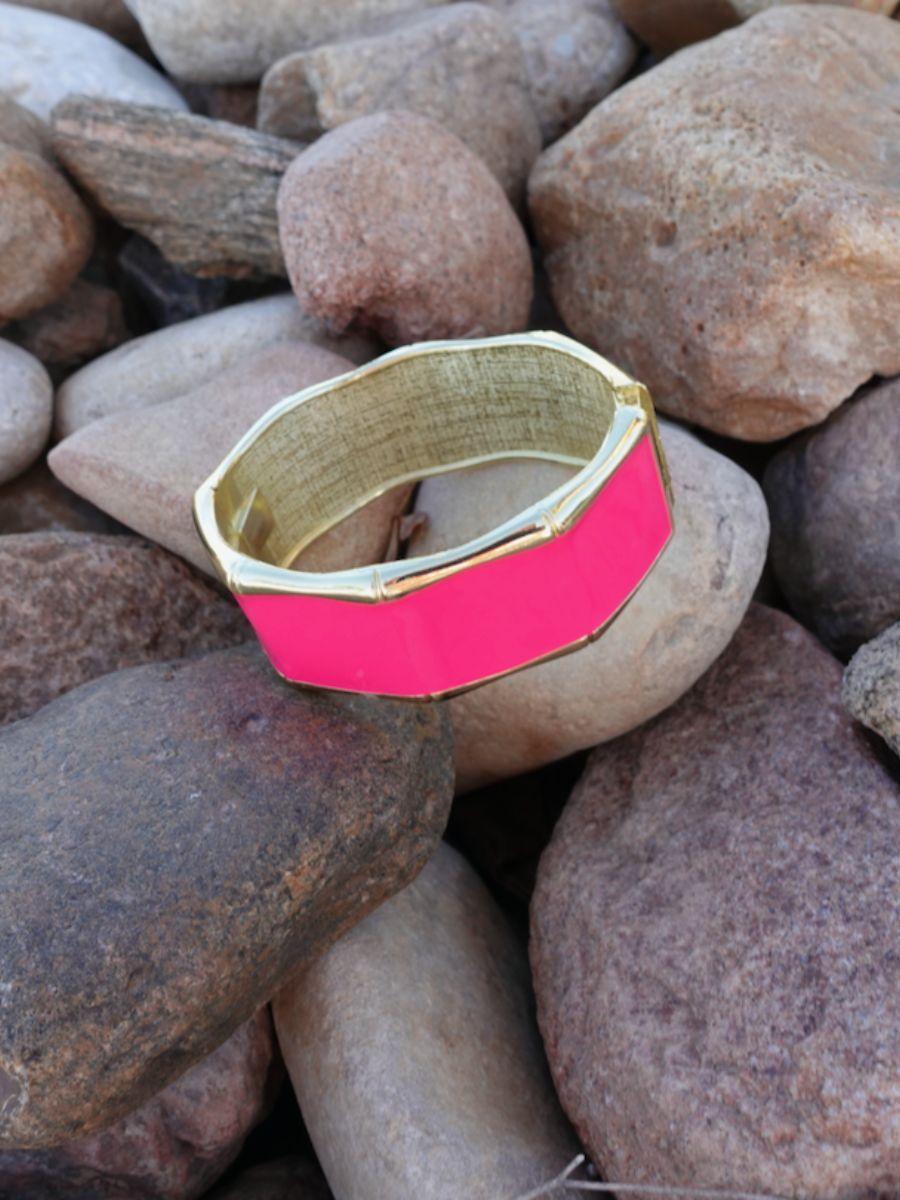 Golden Enamel Hinged Bracelet-Women's Accessories-Shop Z & Joxa