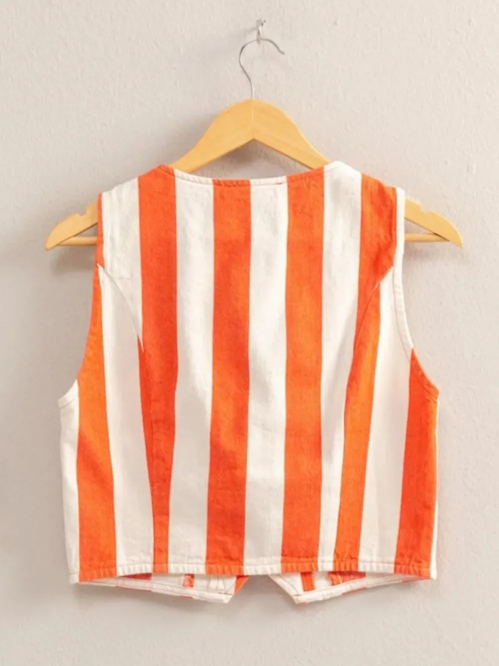 HYFVE Sunset Spice Striped V-Neck Button Down Vest-Women's Shirts & Tops-Shop Z & Joxa