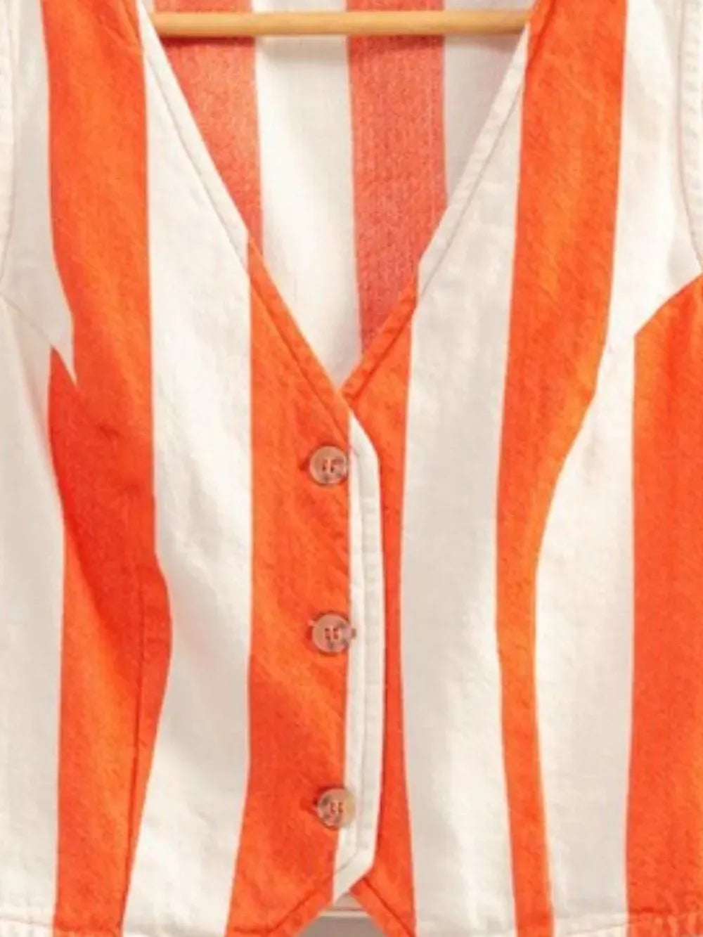 HYFVE Sunset Spice Striped V-Neck Button Down Vest-Women's Shirts & Tops-Shop Z & Joxa