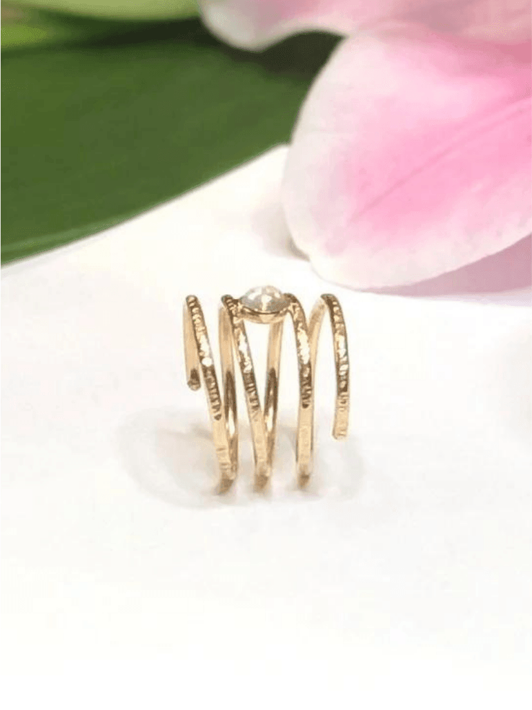 Handmade 14K Gold Filled Spiral Moonstone Ring-Women's Accessories-Shop Z & Joxa