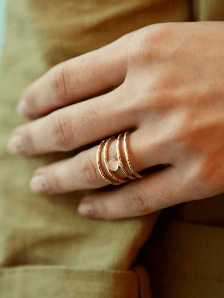 Handmade 14K Gold Filled Spiral Moonstone Ring-Women's Accessories-Shop Z & Joxa