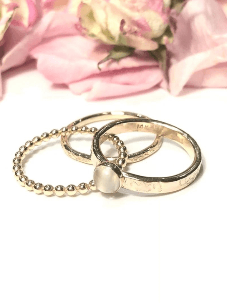 Handmade 14k Gold-Filled Moonstone Ring Set-Women's Accessories-Shop Z & Joxa
