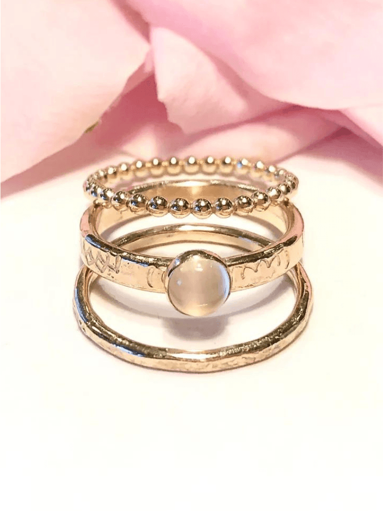 Handmade 14k Gold-Filled Moonstone Ring Set-Women's Accessories-Shop Z & Joxa