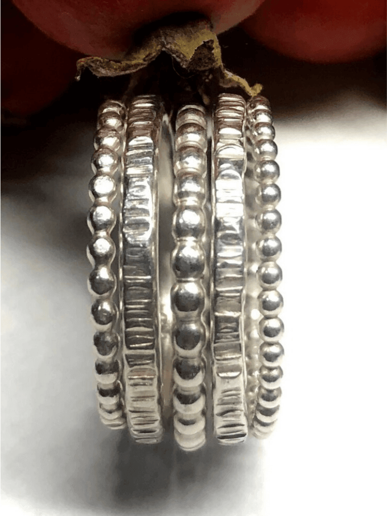 Handmade Stacking Ring Set in Sterling Silver-Women's Accessories-Shop Z & Joxa