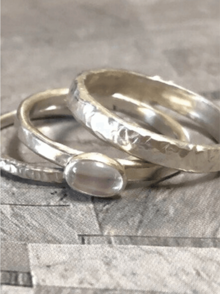 Handmade Sterling Silver Moonstone Ring Set-Women's Accessories-Shop Z & Joxa