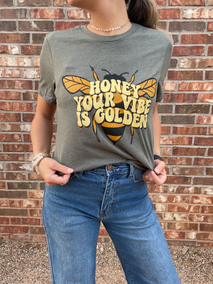 Honey Your Vibe is Golden Graphic Tee-Women's Shirts & Tops-Shop Z & Joxa