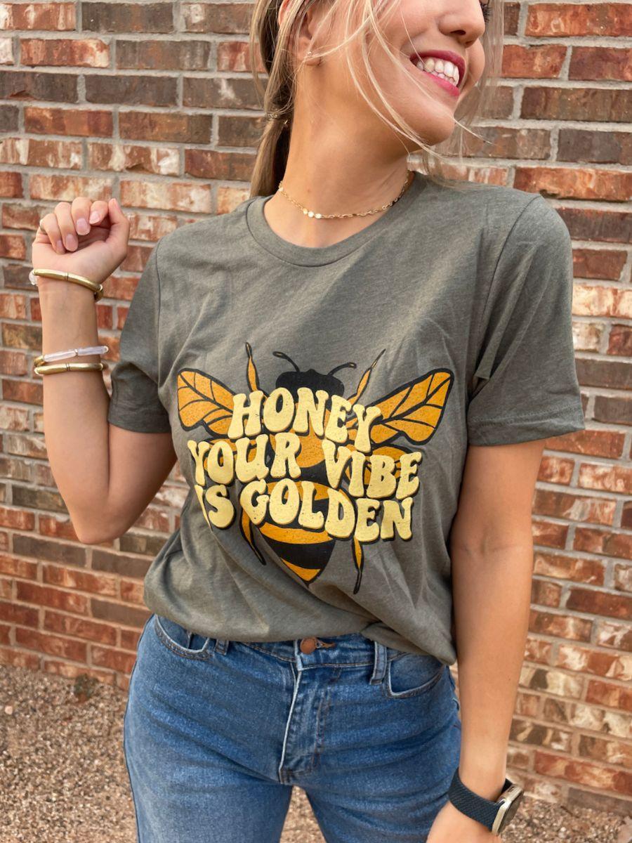 Honey Your Vibe is Golden Graphic Tee-Women's Shirts & Tops-Shop Z & Joxa